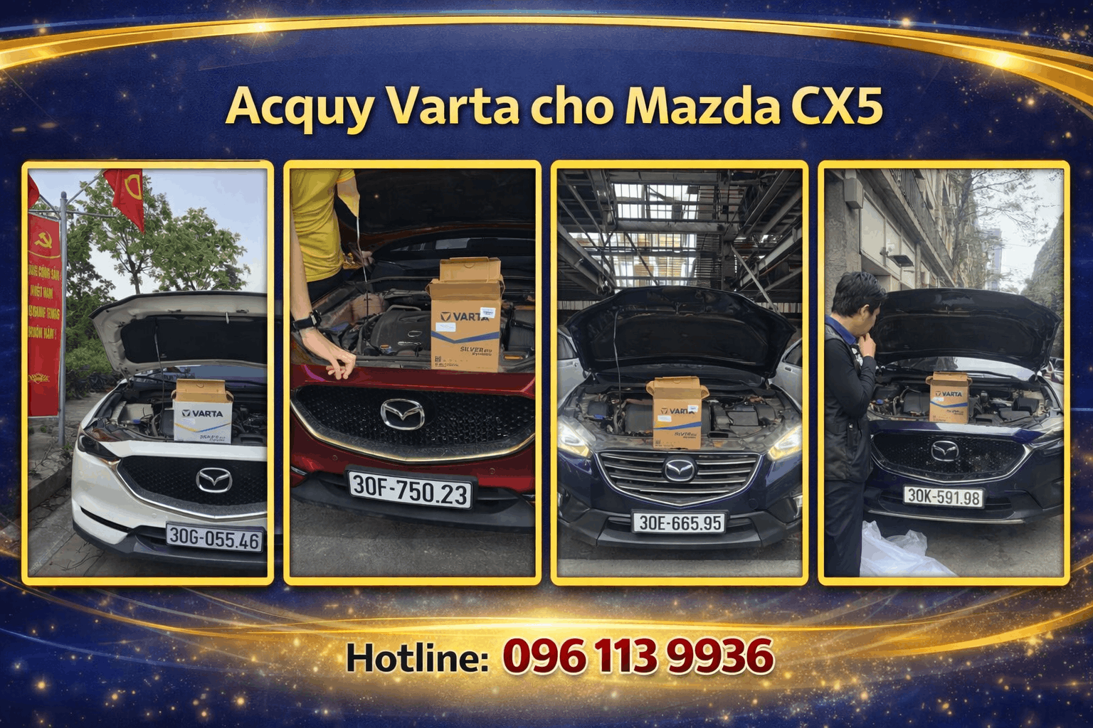 Hình ảnh thay ắc quy Varta Q85 thực tế cho Mazda CX5