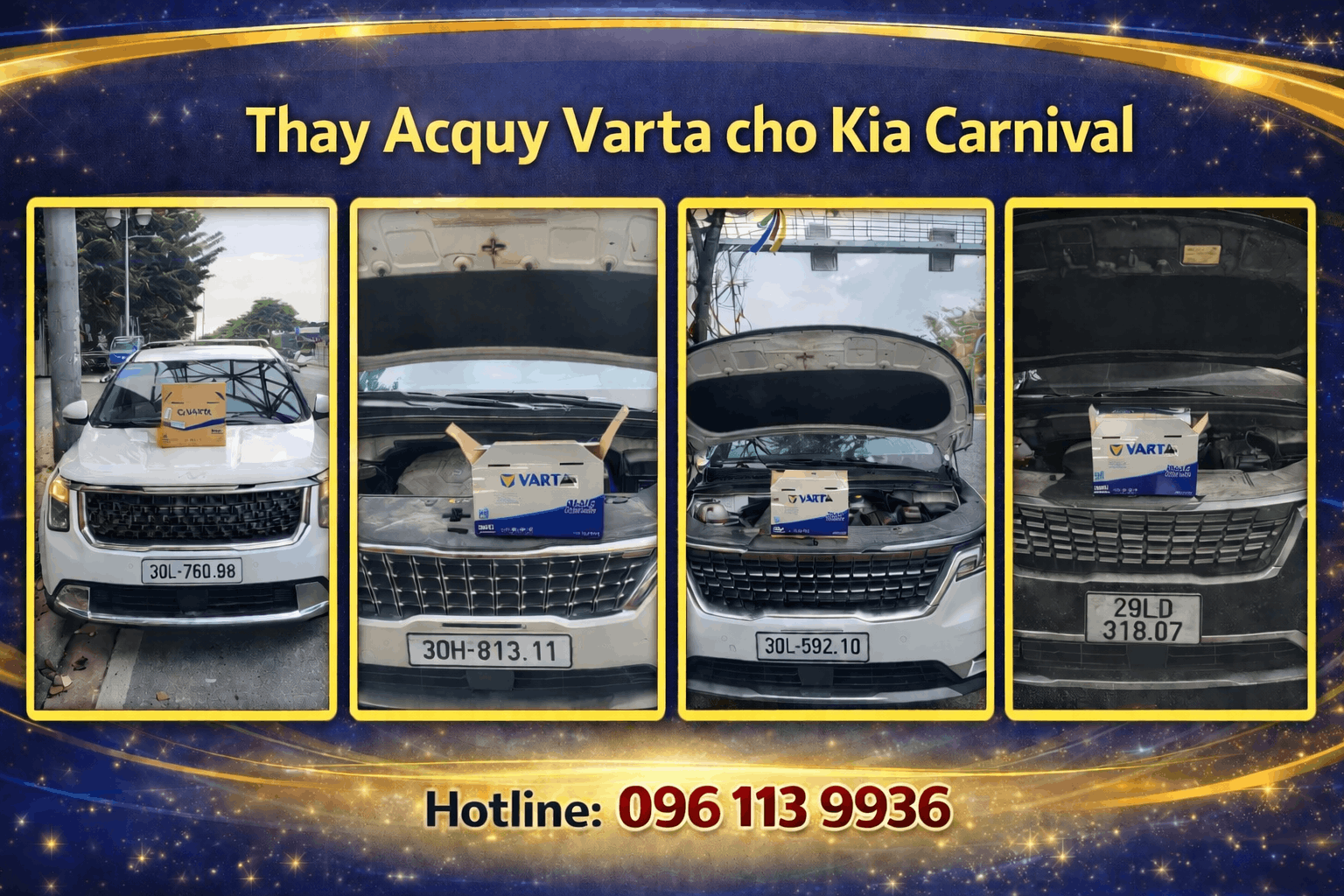 Hình ảnh thay ắc quy Varta thực tế cho Kia Carnival